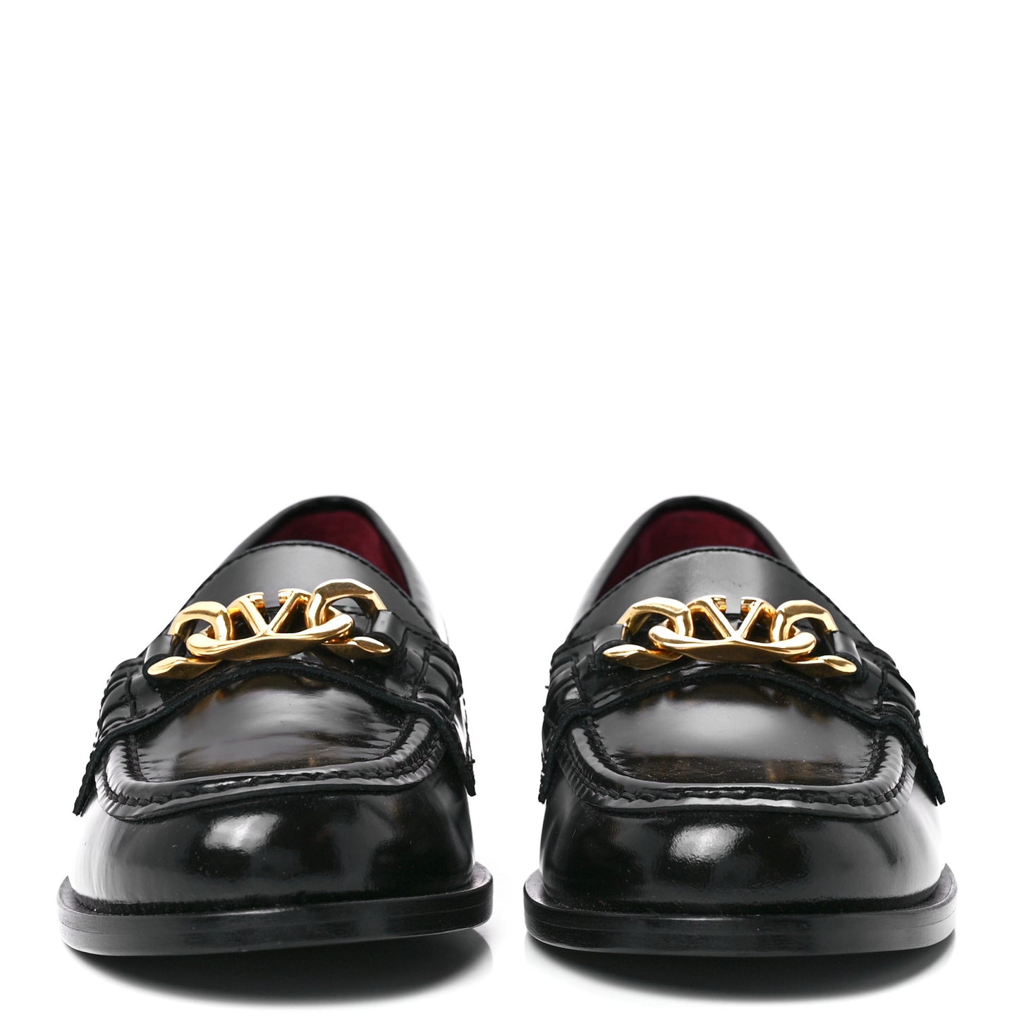 Calfskin VLogo Chain Loafers 36 Black
