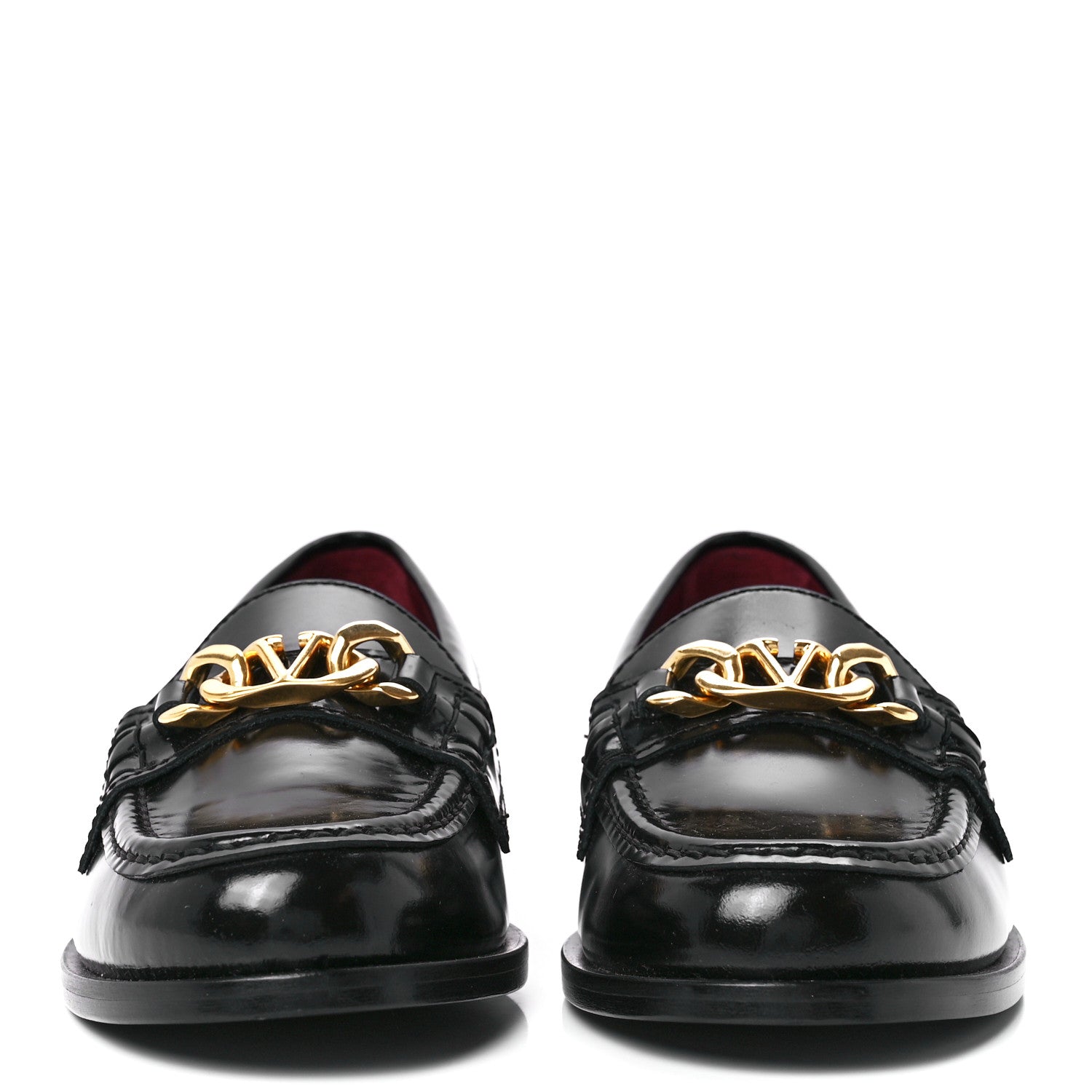 Valentino Garavani Calfskin VLogo Chain Loafers 36 Black 2 of 10