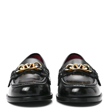 Valentino Garavani Calfskin VLogo Chain Loafers 36 Black 2 of 10
