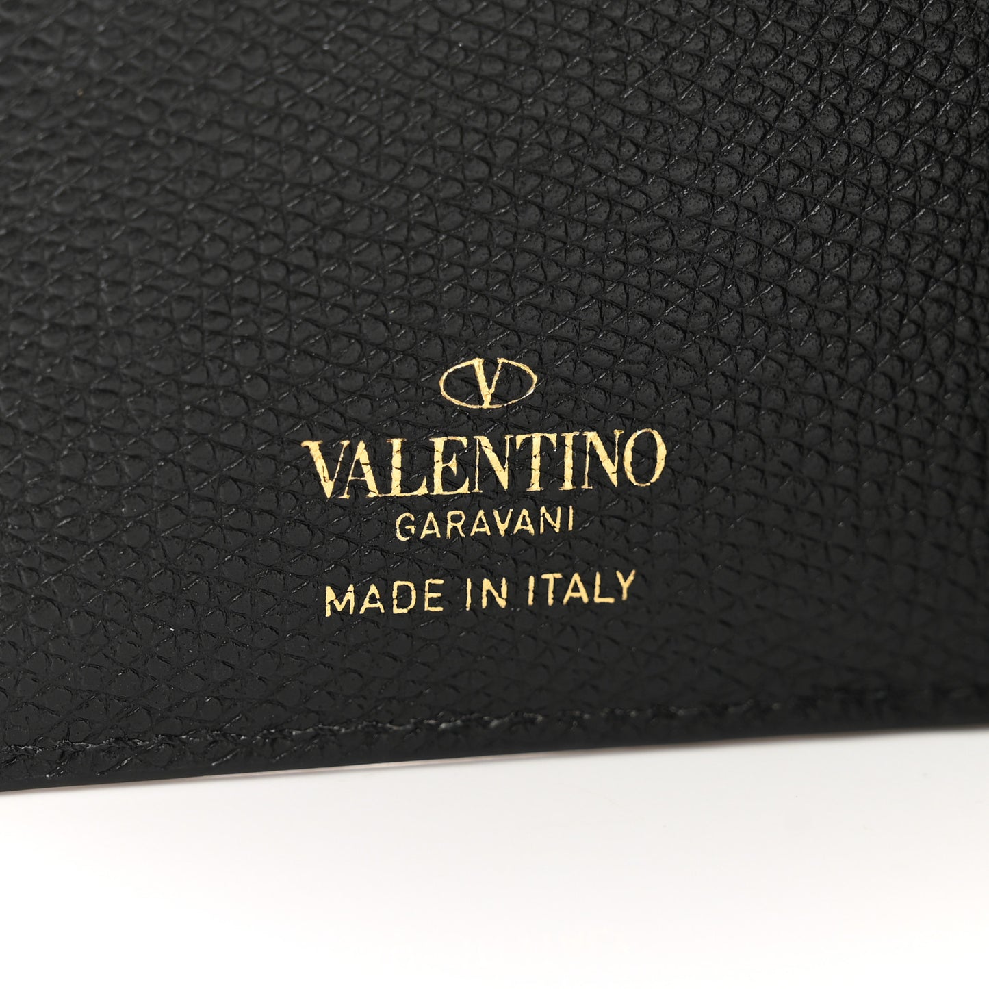 Grained Calfskin VLogo Coin Case Card Holder Black