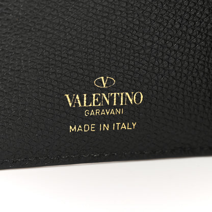 Valentino Garavani Grained Calfskin VLogo Coin Case Card Holder Black 6 of 7