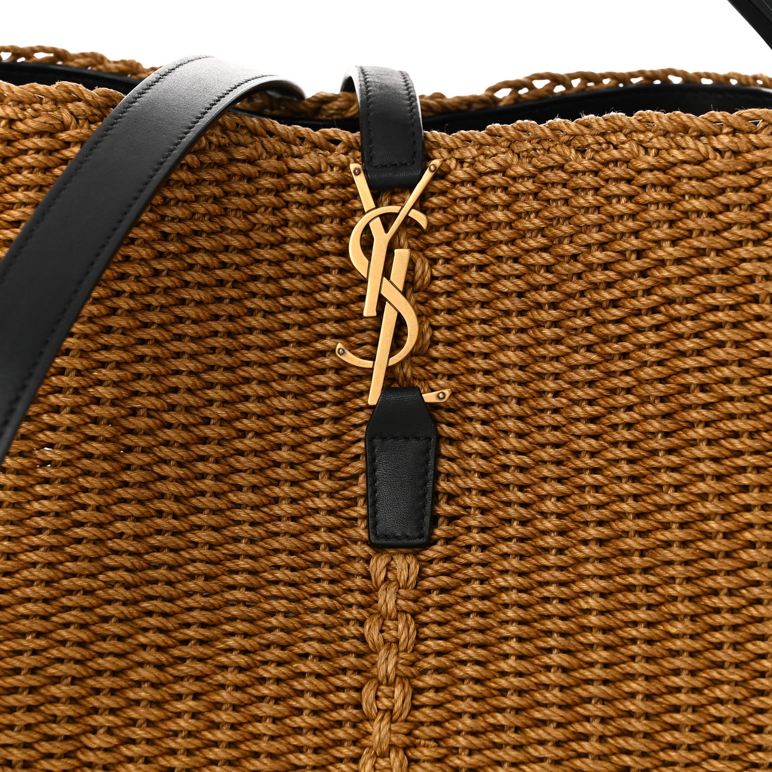 Saint Laurent Raffia Vegetable Le 37 Bucket Bag Natural Black 9 of 11