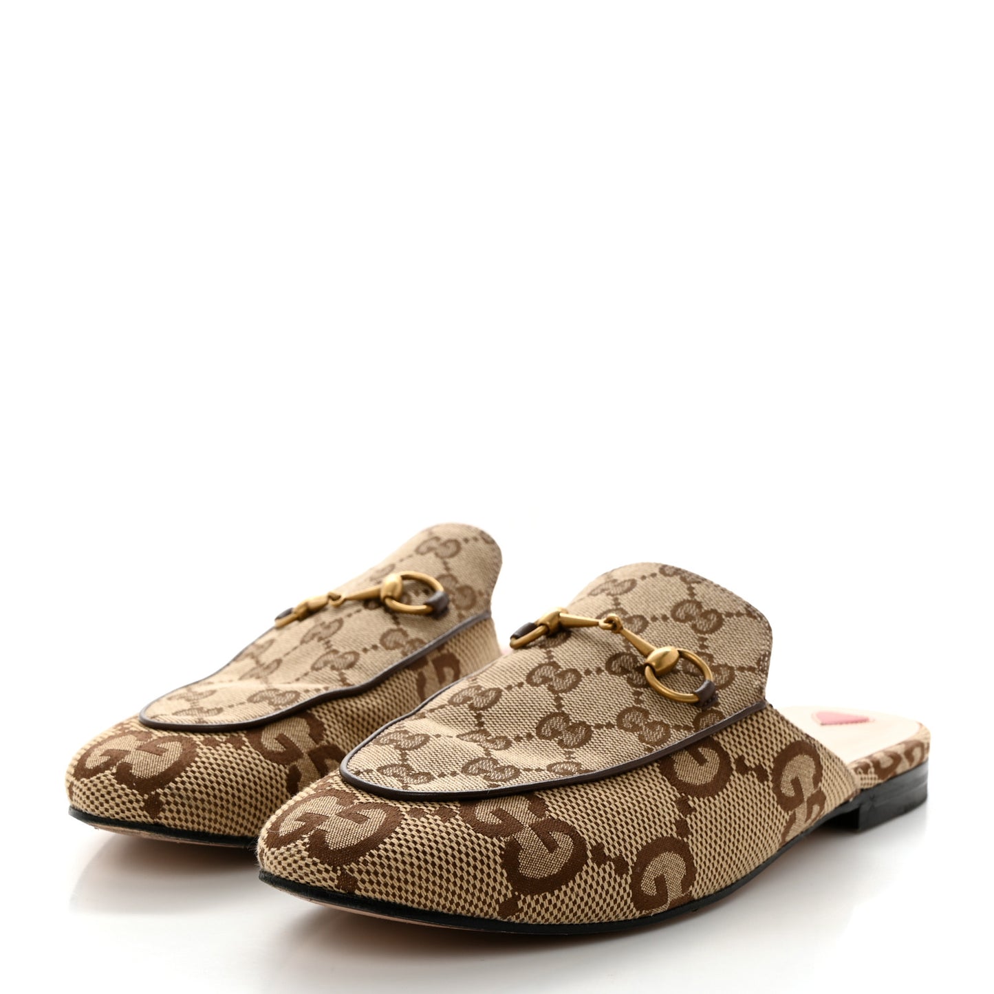 Monogram Jumbo GG Malaga Kid Womens Princetown Slippers 39.5 Camel Ebony New Acero Beige