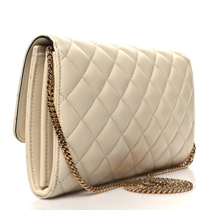Versace Lambskin Quilted Medusa Wallet on Chain Crossbody Beige 2 of 9