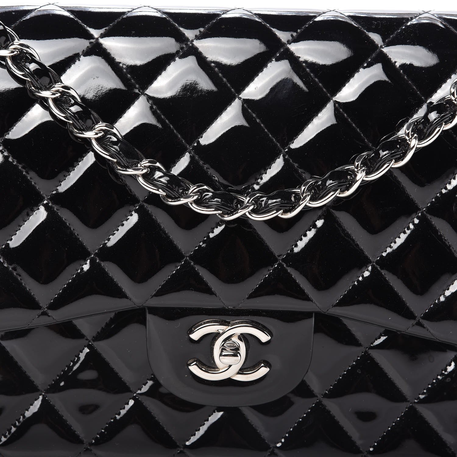 Chanel Patent Quilted Jumbo Double Flap Black 10 of 10
