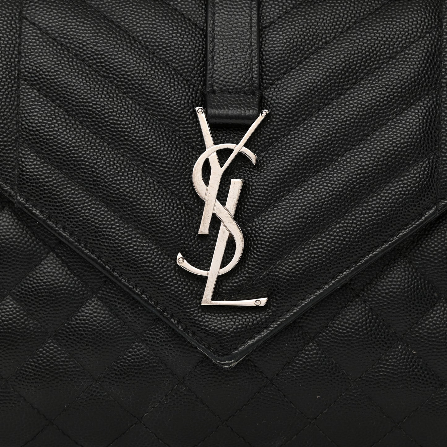 Grain De Poudre Textured Mixed Matelasse Triquilt Medium Monogram Satchel Black