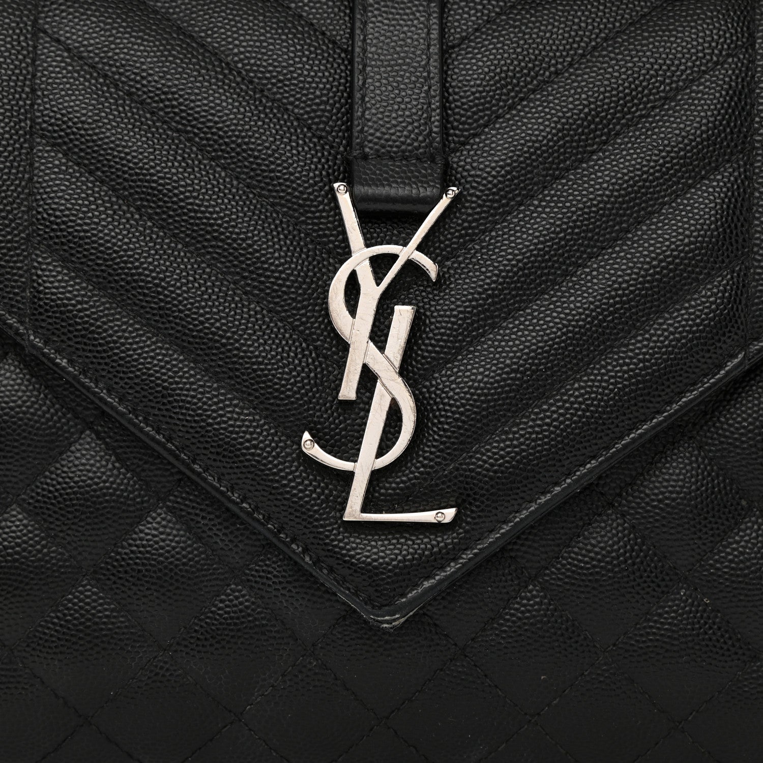 Saint Laurent Grain De Poudre Textured Mixed Matelasse Triquilt Medium Monogram Satchel Black 10 of 14