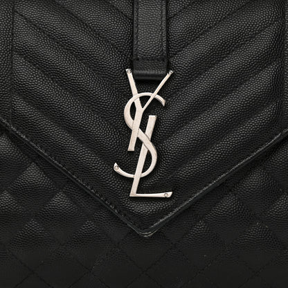 Saint Laurent Grain De Poudre Textured Mixed Matelasse Triquilt Medium Monogram Satchel Black 10 of 14