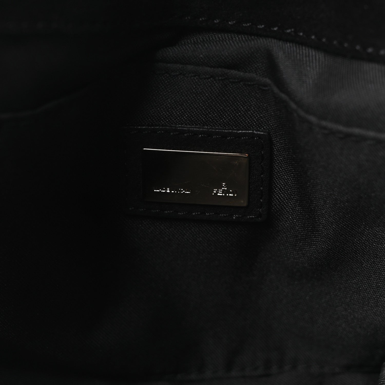 Fendi Suede Zucchino FF Shoulder Bag Black 6 of 10