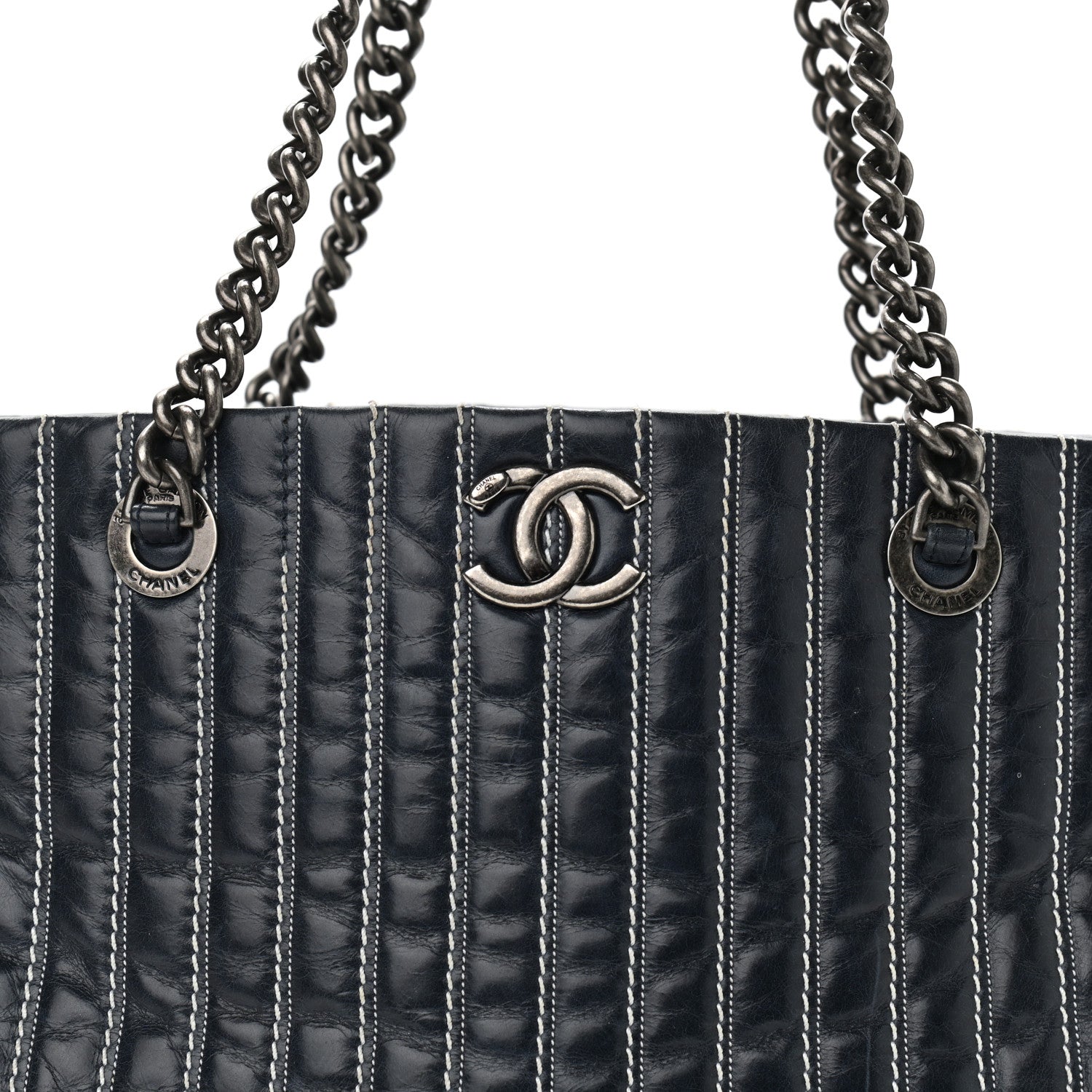 Chanel Lambskin Vertical Quilted Tote Navy 14 of 14