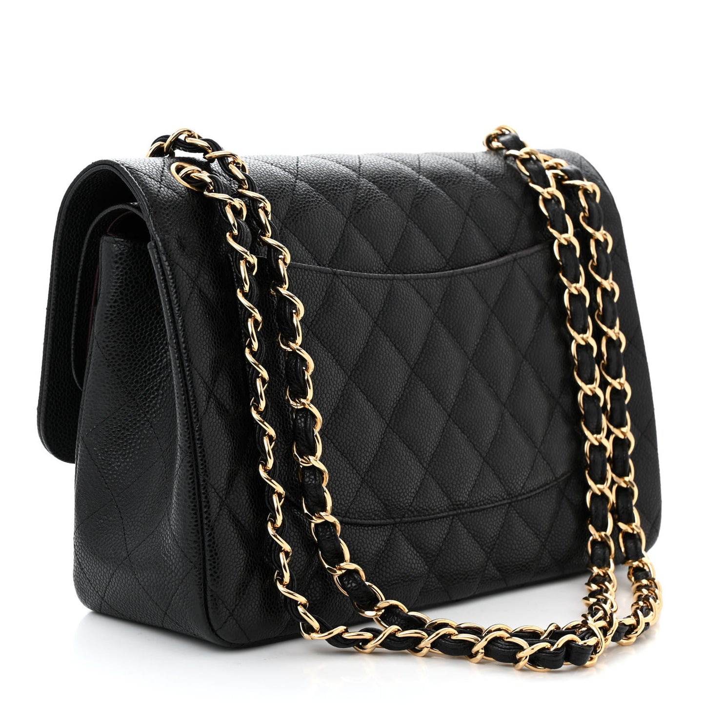 Caviar Quilted Jumbo Double Flap Black