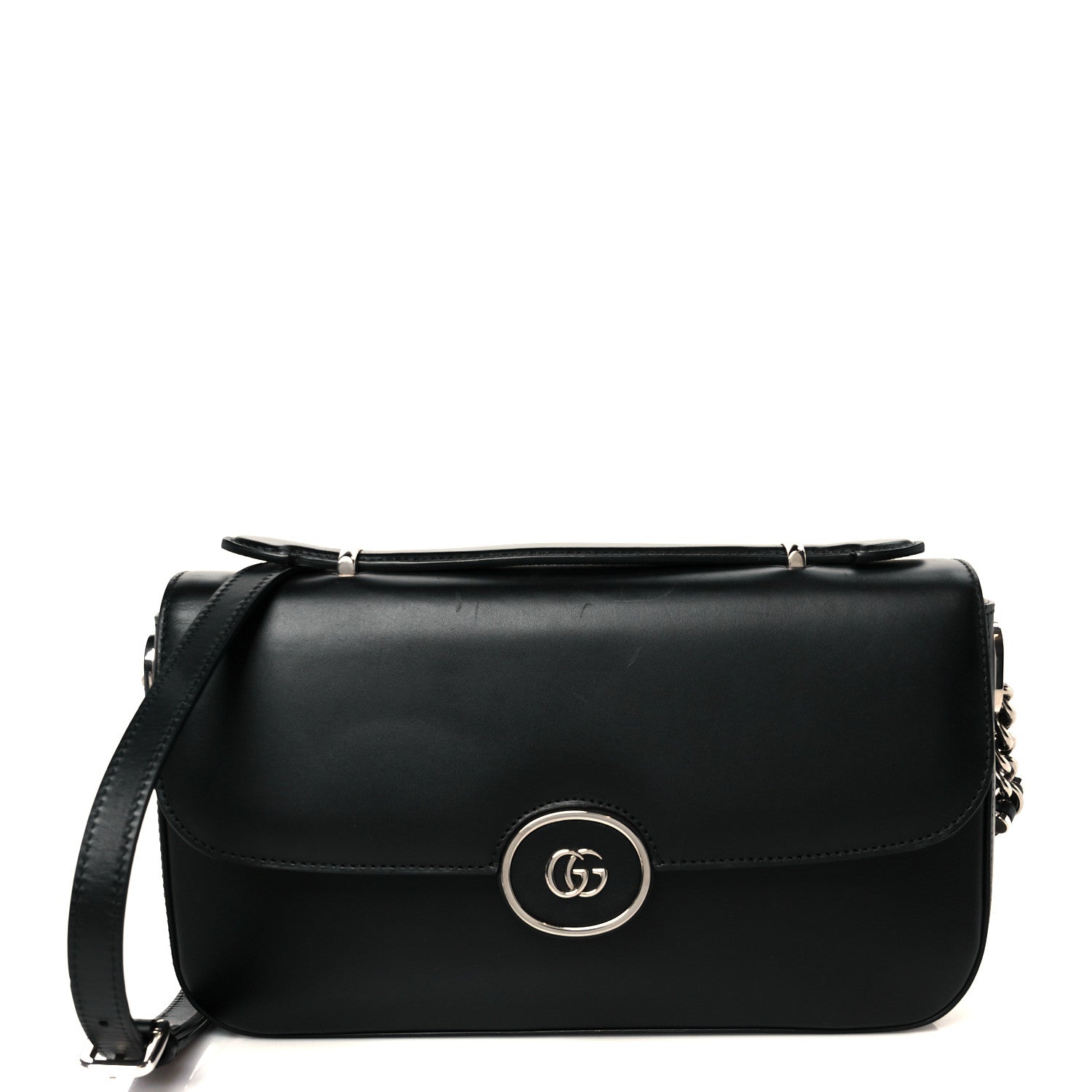 Gucci Senna Calfskin Petite GG Top Handle Shoulder Bag Black 1 of 11