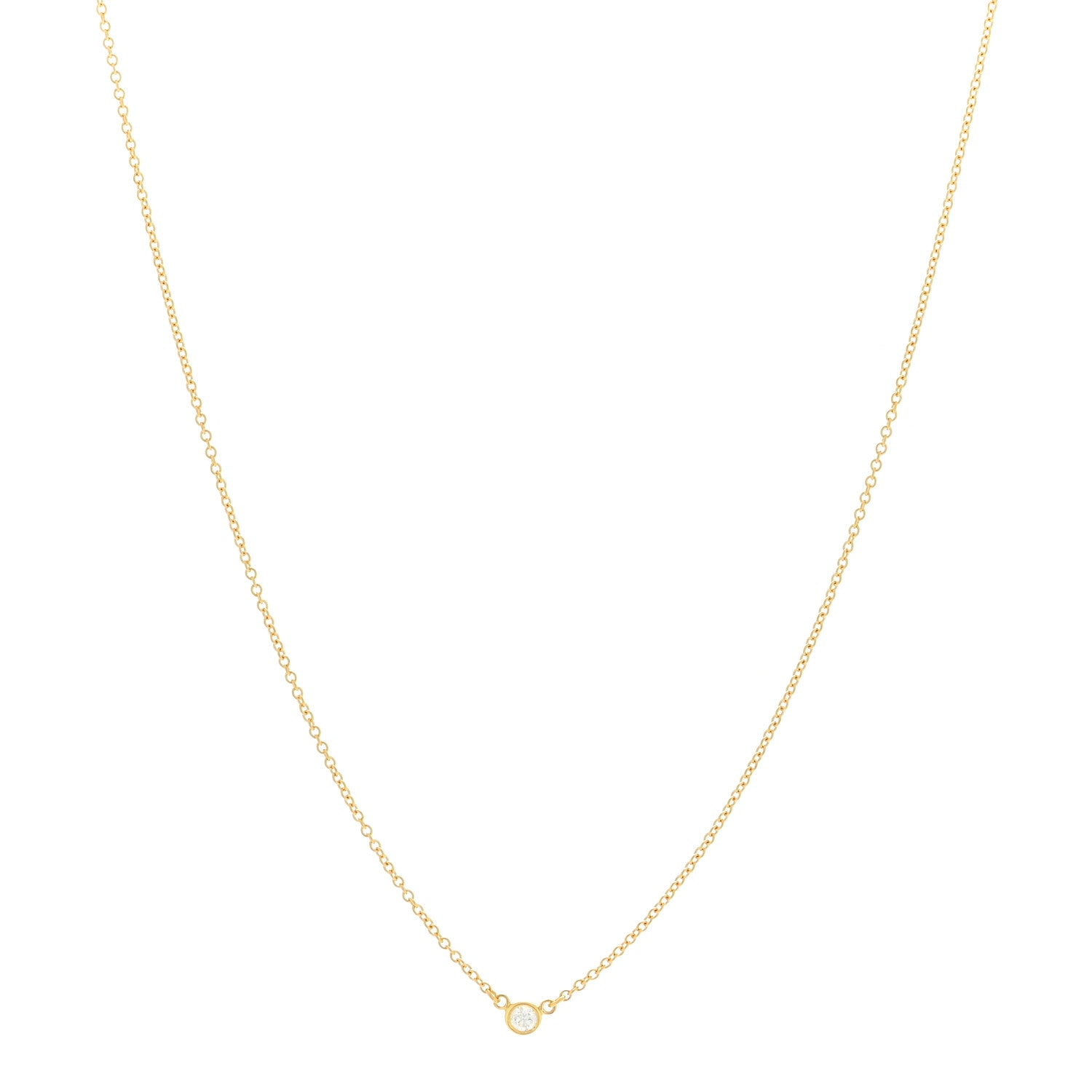 Tiffany 18K Yellow Gold Diamond .08ct Elsa Peretti Diamonds by the Yard Pendant Necklace 1 of 4