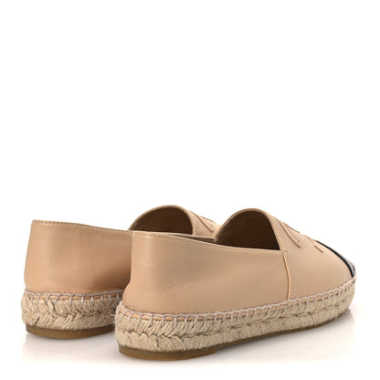 Chanel Lambskin CC Espadrilles 38 Beige Black 5 of 10