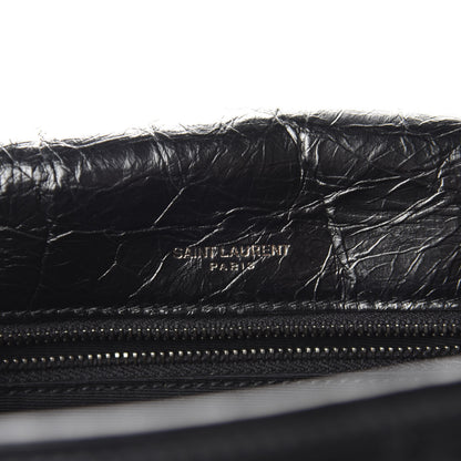 Saint Laurent Crinkled Calfskin Matelasse Monogram Medium Niki Chain Satchel Black 9 of 11