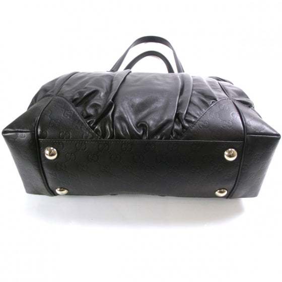 Leather Full Moon Tote Black