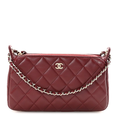 Chanel Lambskin Quilted Clutch With Chain Burgundy 1 of 11