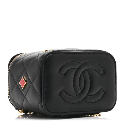 Chanel Lambskin Quilted Enamel Coco Casino Mini Vanity Case With Chain Black 4 of 11