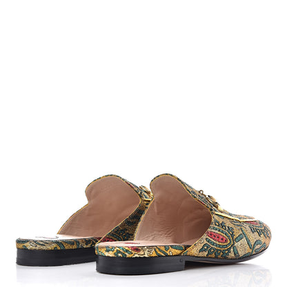 Gucci Iridescent Brocade Womens Princetown Slippers 36 Gold Multicolor 4 of 10