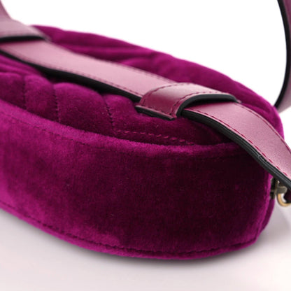 Gucci Velvet Matelasse GG Marmont Belt Bag Fuchsia 85 34 Violet Cyclamen 11 of 12