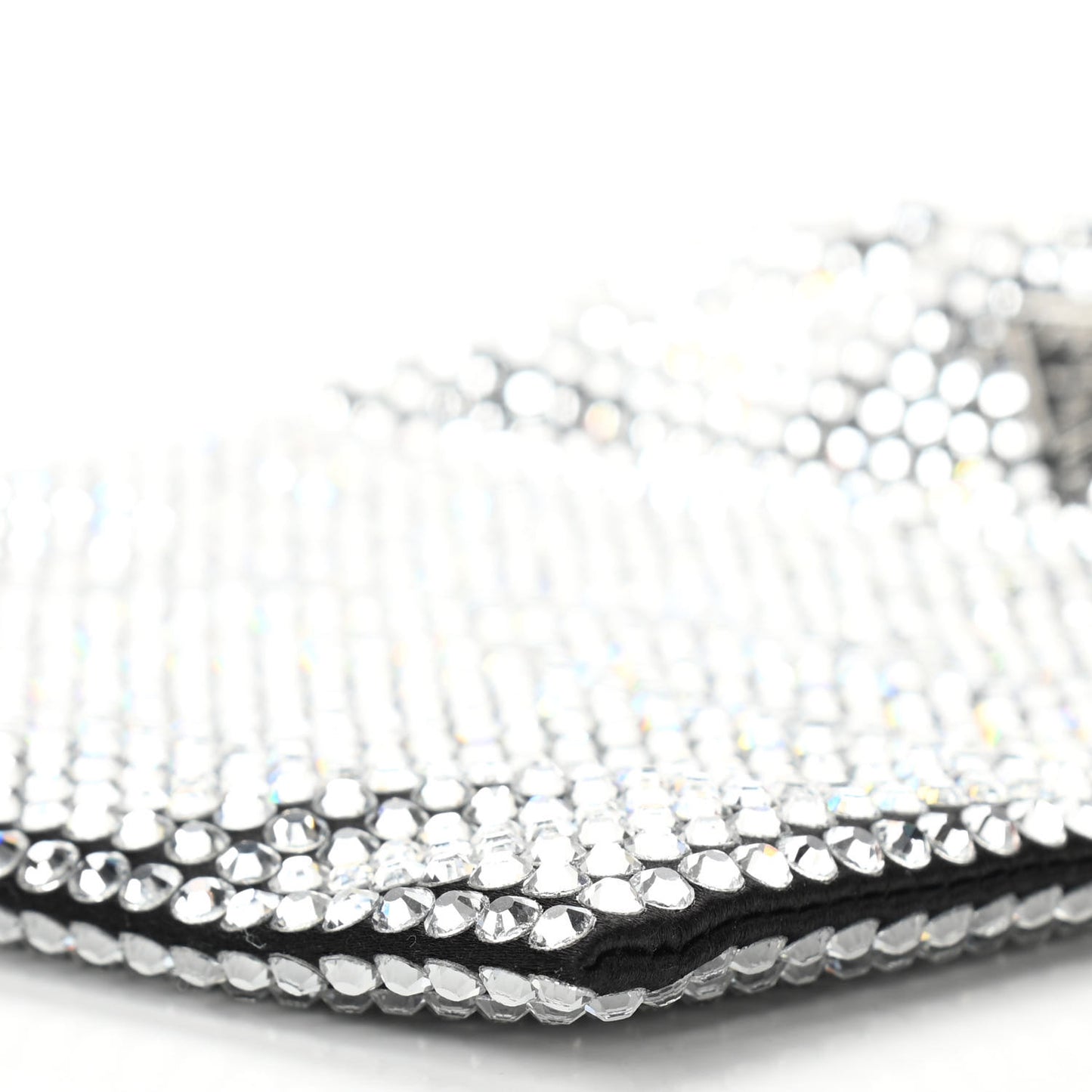 Satin Crystal Metal Triangle Logo Chain Crossbody Handbag Cristal