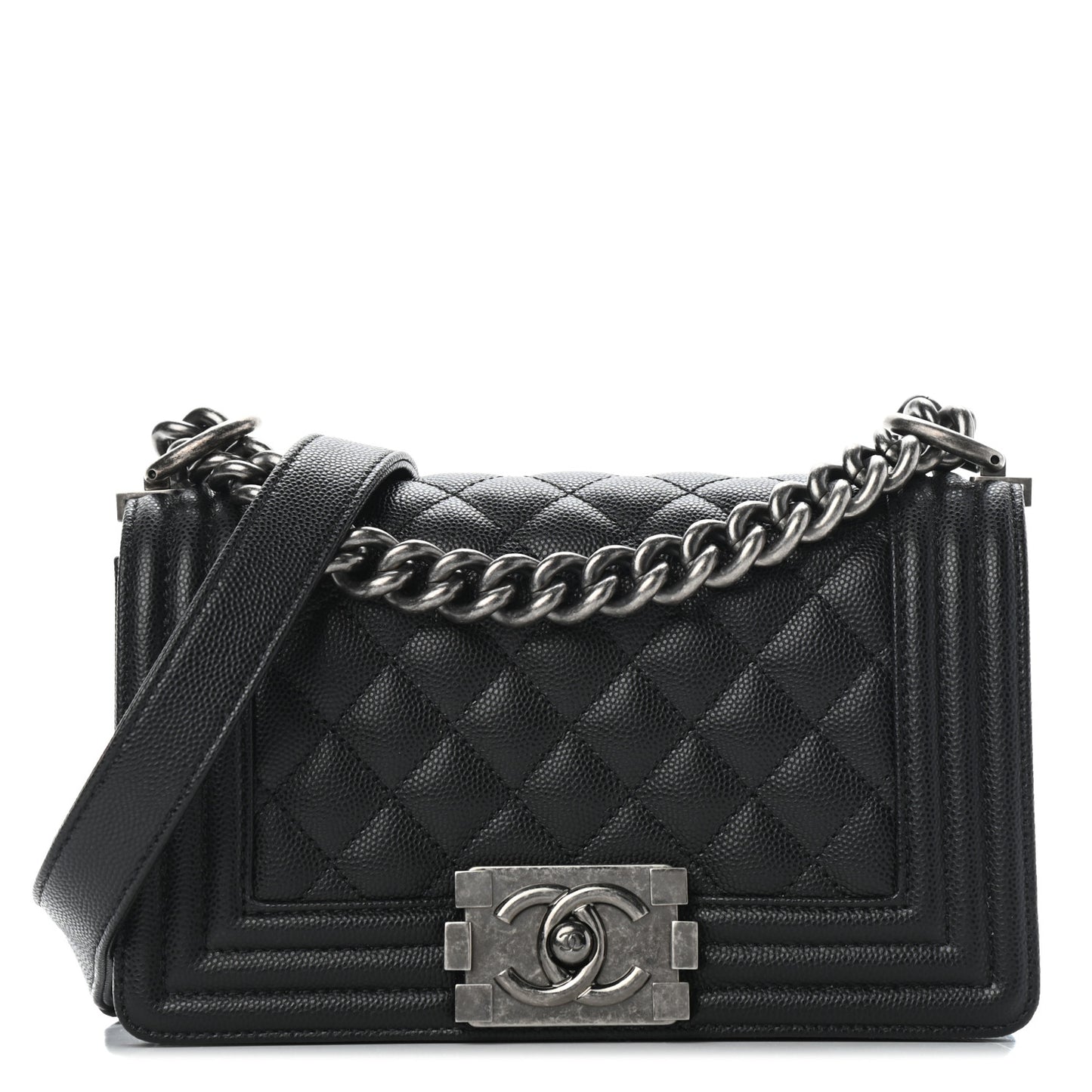 Caviar Quilted Small Boy Flap Black
