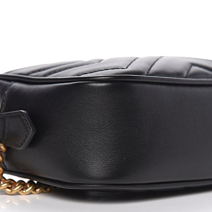 Gucci Calfskin Matelasse Mini GG Marmont Chain Shoulder Bag Black 8 of 10