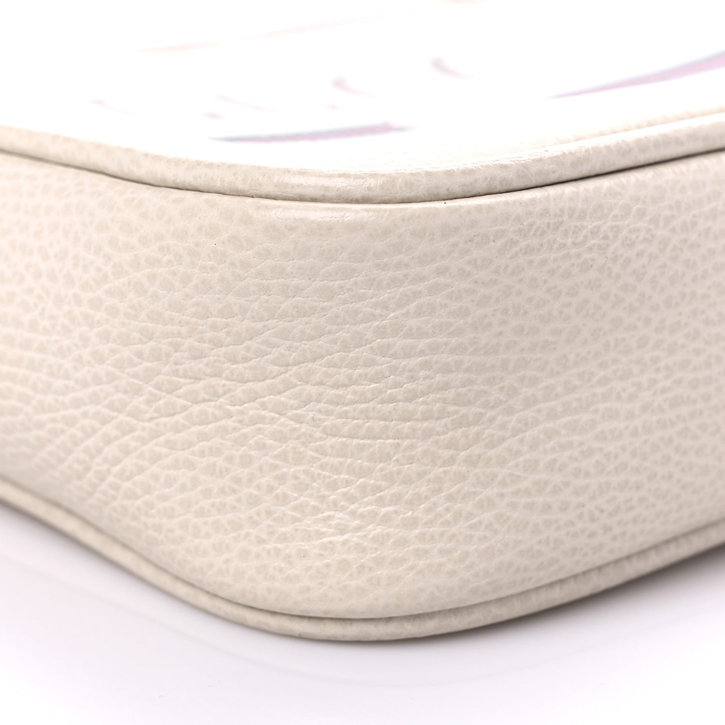 Grained Calfskin Logo Messenger Bag White