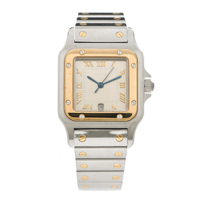 Cartier Stainless Steel 18K Yellow Gold 29mm Santos De Cartier Galbee Quartz Watch Silver 1 of 6