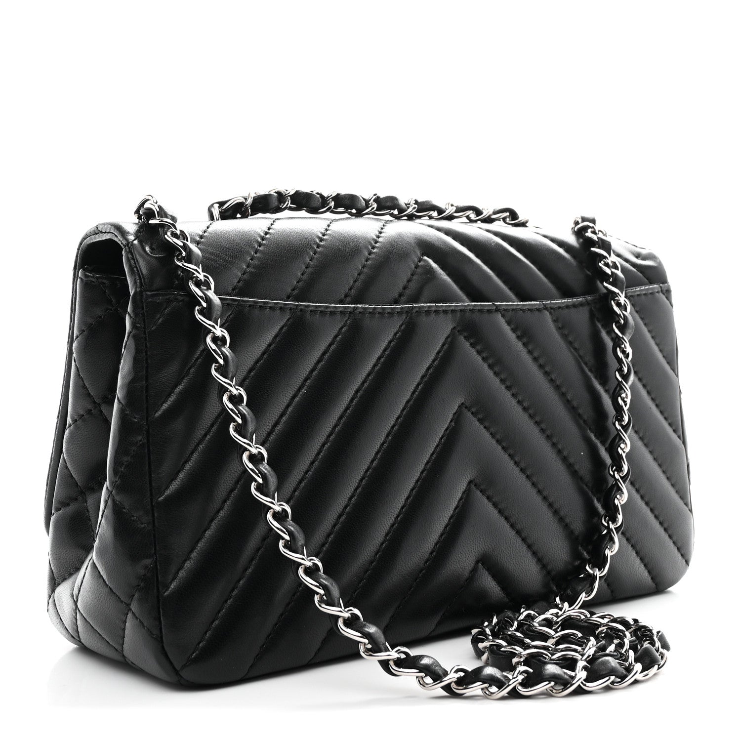 Chanel Lambskin Surpique Chevron Medium Single Flap Black 3 of 10