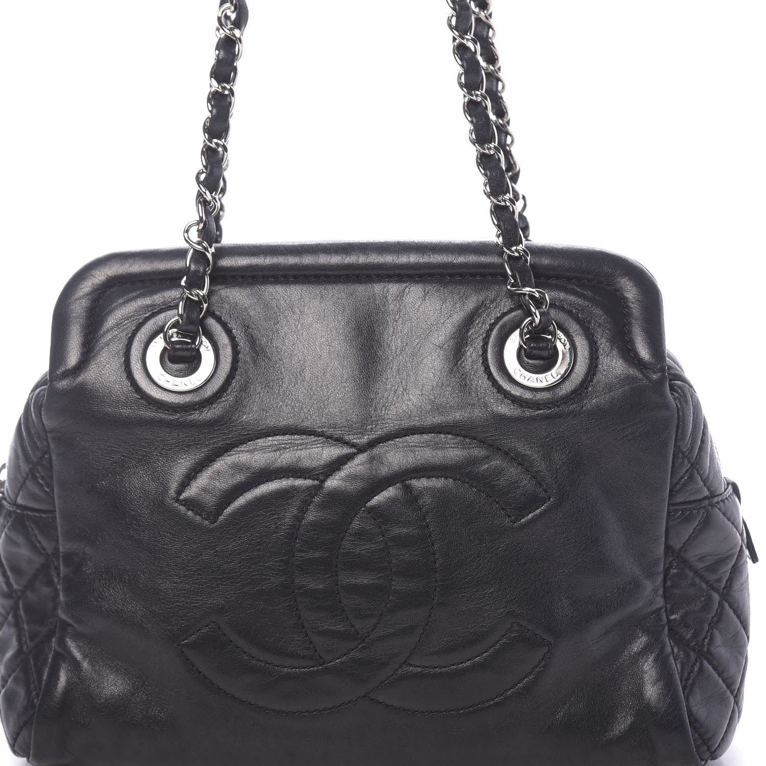Chanel Calfskin Quilted CC Framed Bag Black 10 of 10