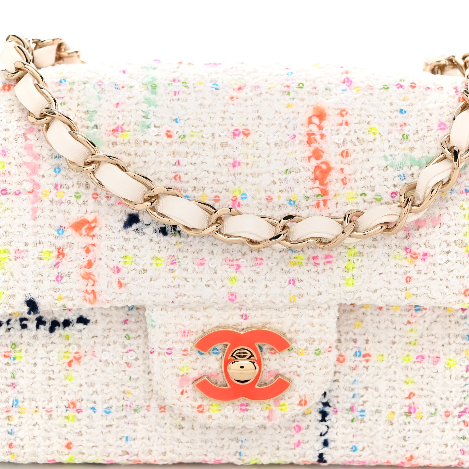 Chanel Tweed Mini Rectangular Flap White Multicolor 8 of 10