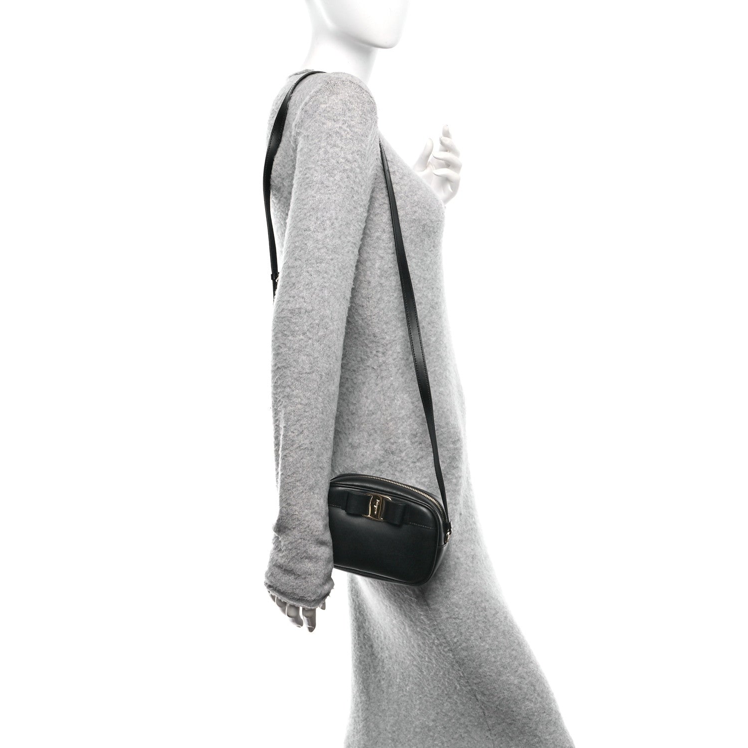 Salvatore Ferragamo Smooth Calfskin Vara Bow Camera Bag Black 2 of 11