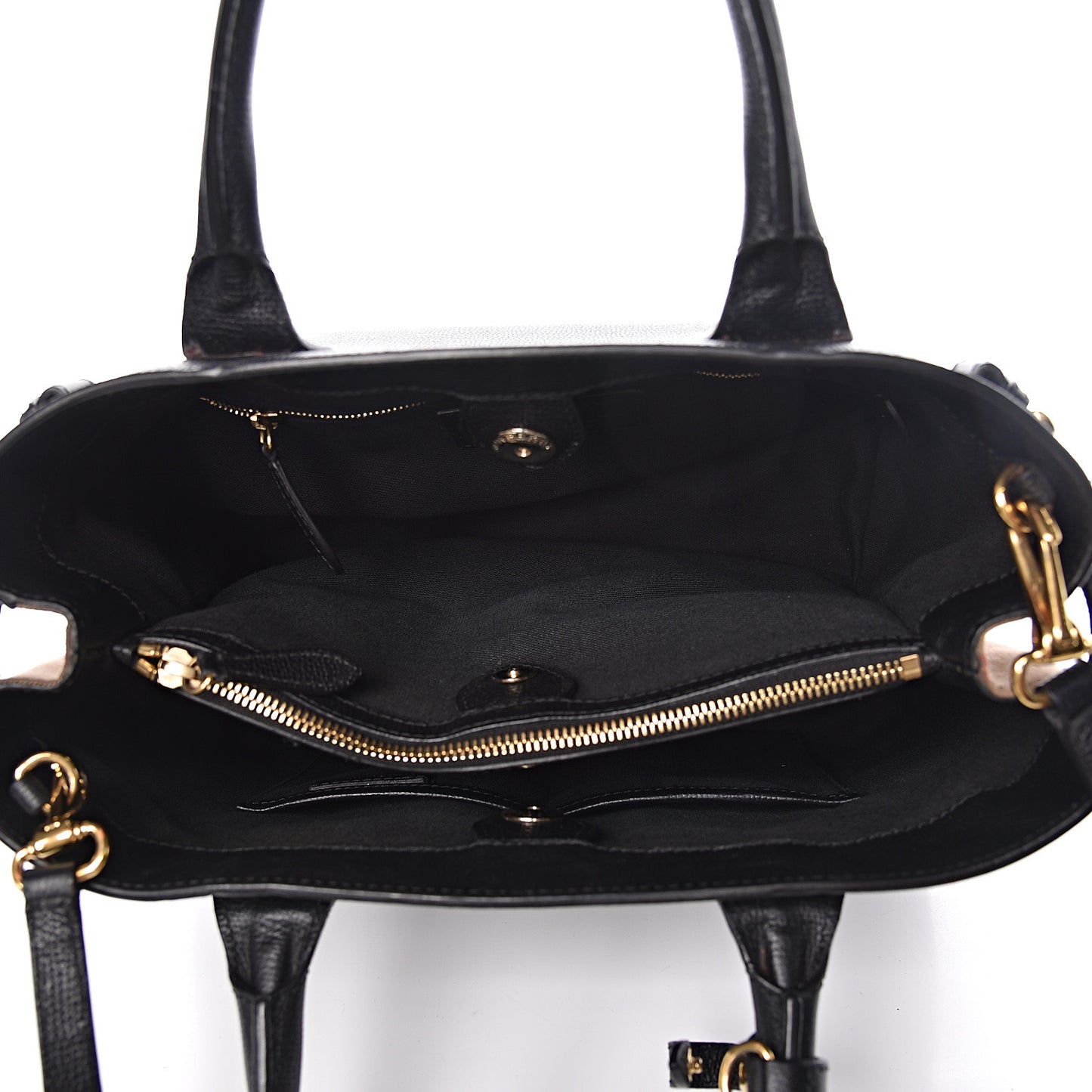 Grainy Calfskin House Check Medium Banner Tote Black