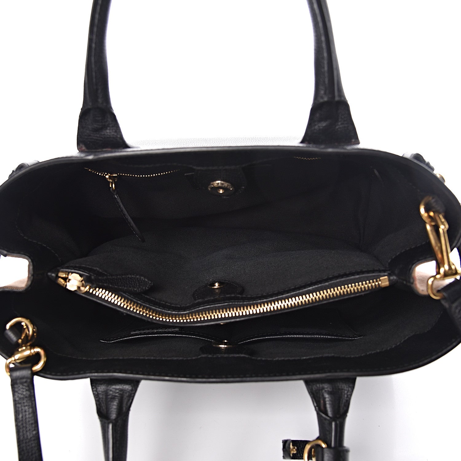 Burberry Grainy Calfskin House Check Medium Banner Tote Black 5 of 11