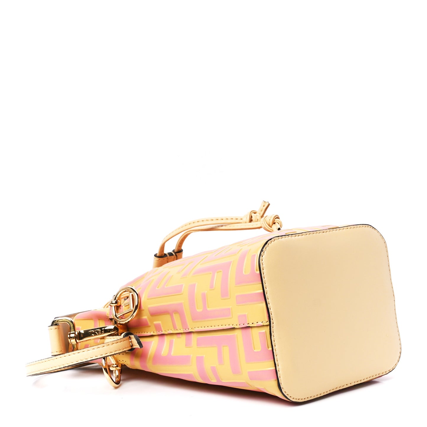 Vitello Liberty F is Fendi Bi-Color FF 1974 Embossed Mini Mon Tresor Bucket Bag Savana Lollypop