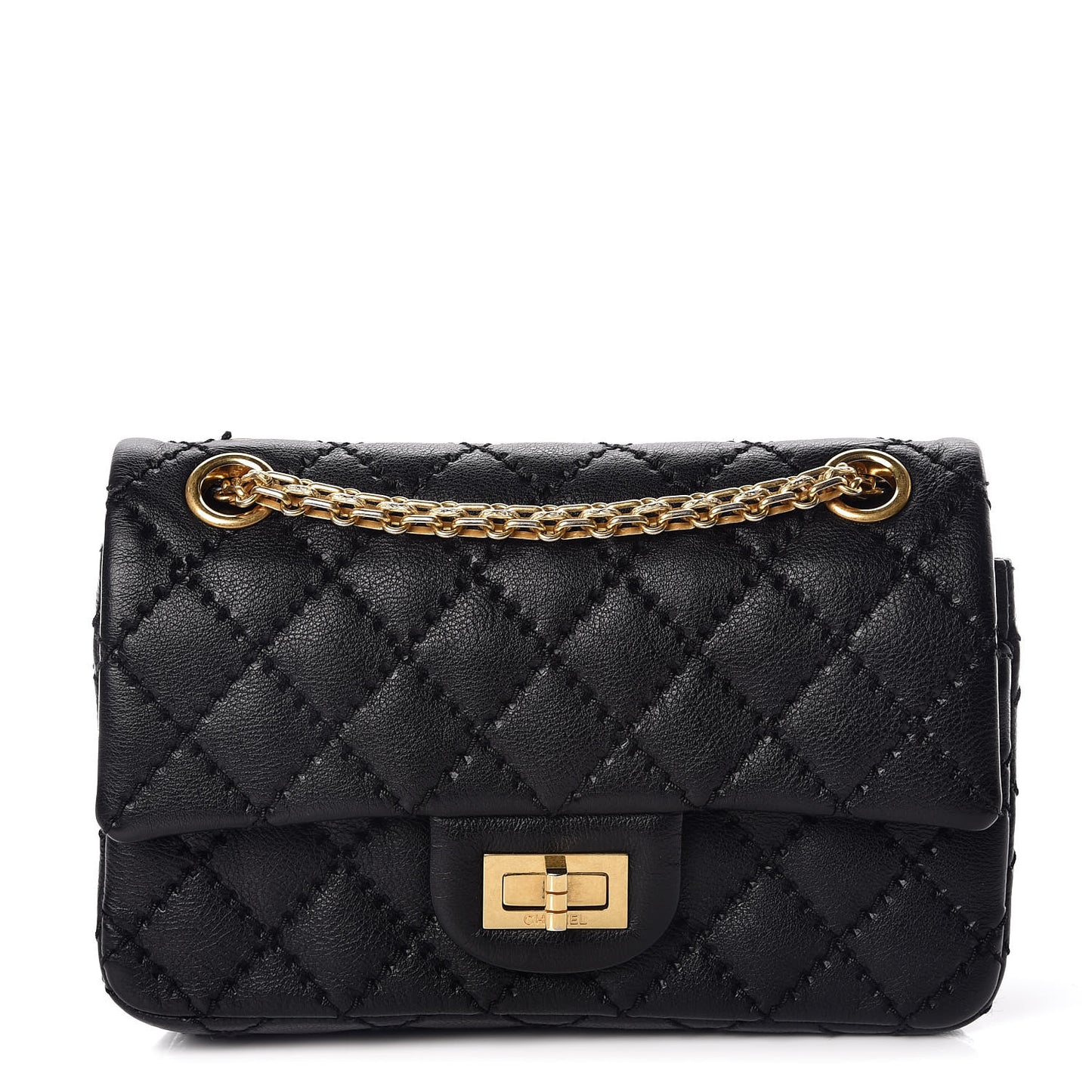 Calfskin Double Stitch 2.55 Reissue 224 Flap Black