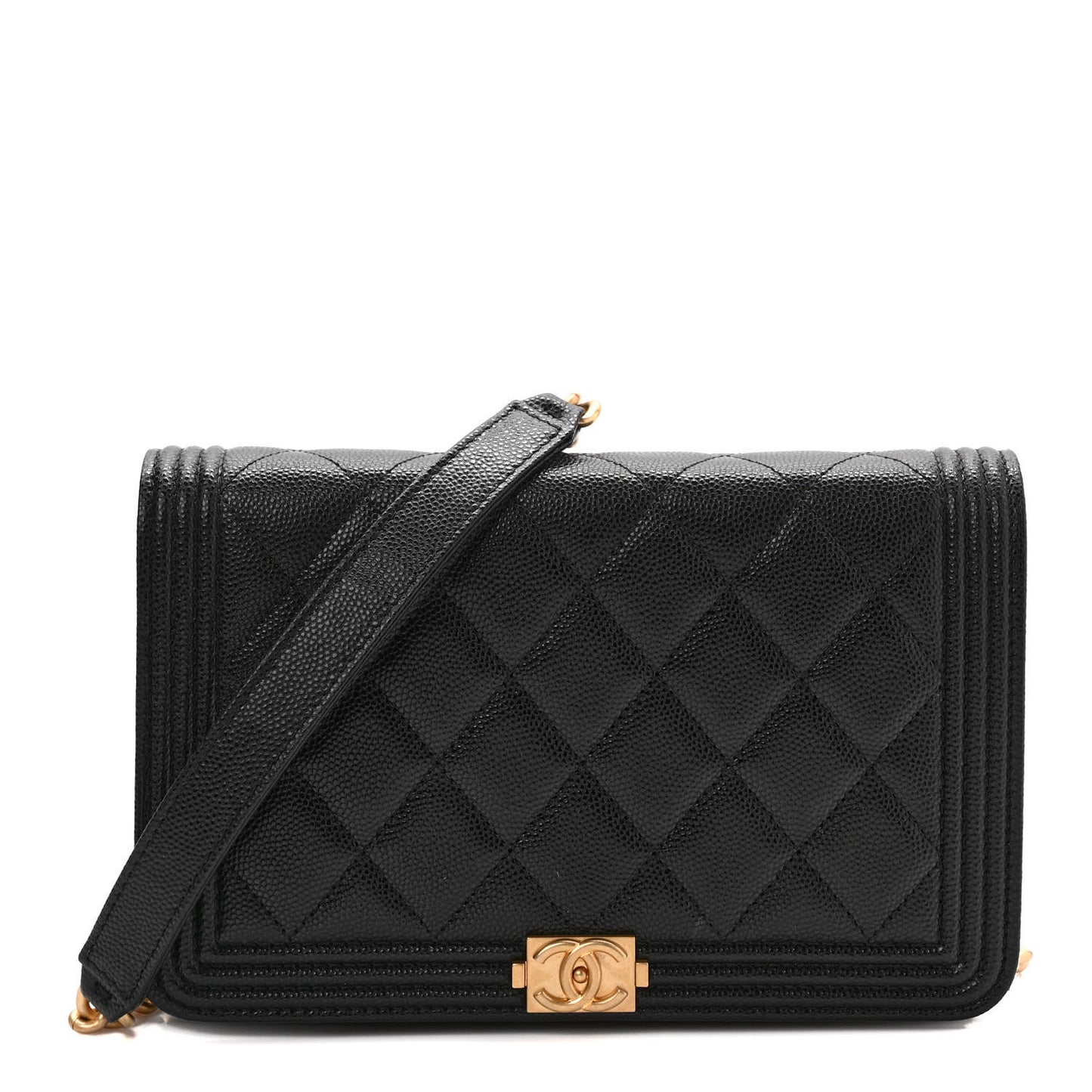 Caviar Quilted Boy Wallet On Chain WOC Black