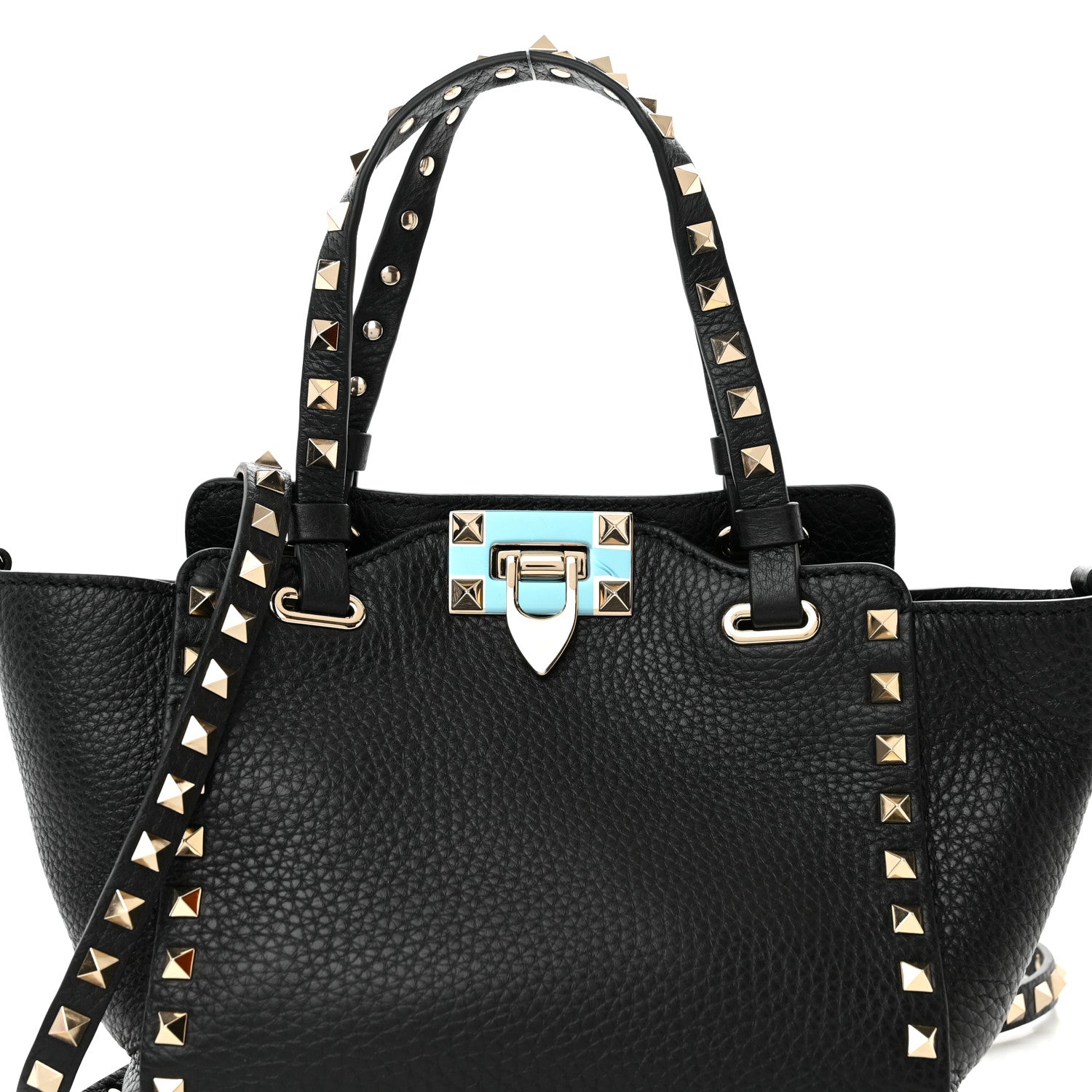 Valentino Garavani Pebbled Calfskin Mini Rockstud Tote Black 7 of 9