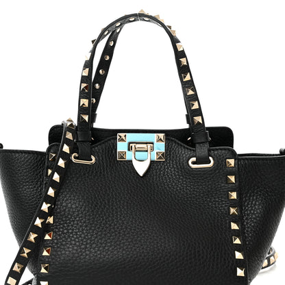 Valentino Garavani Pebbled Calfskin Mini Rockstud Tote Black 7 of 9