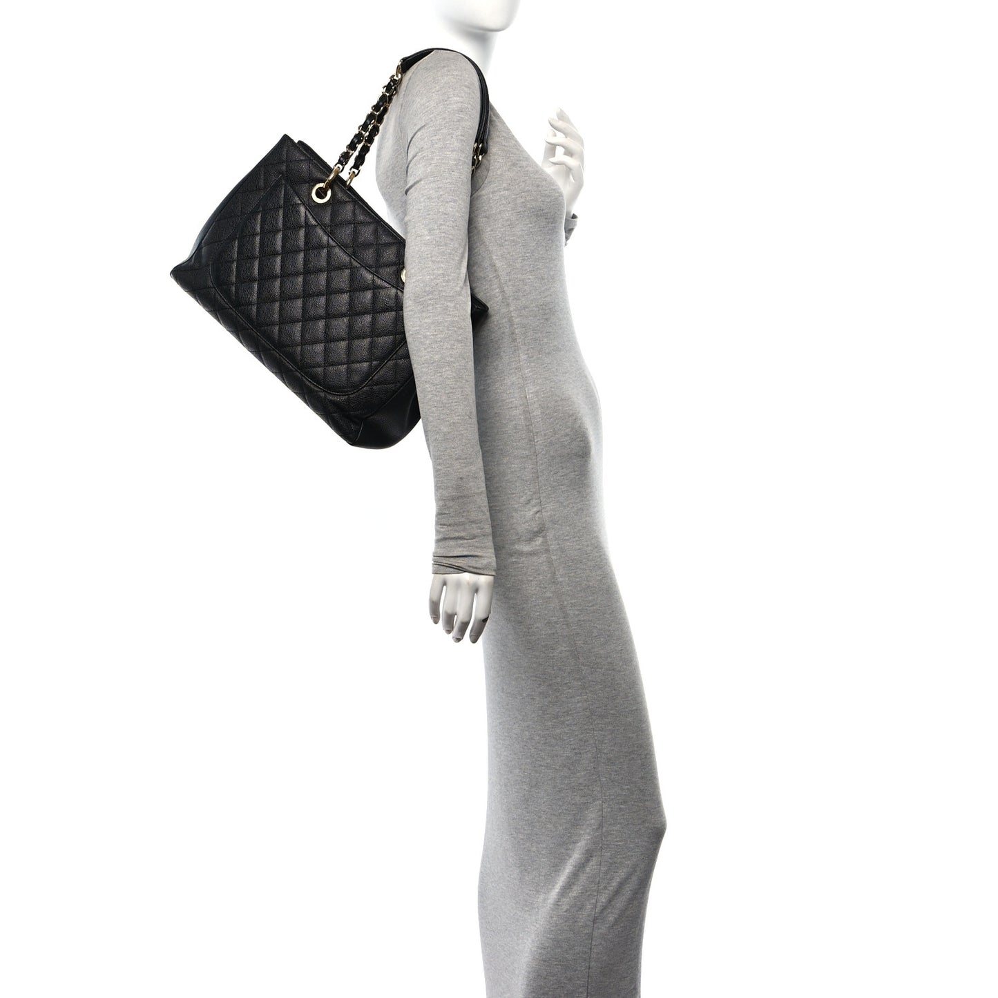 Caviar Quilted Grand Shopping Tote GST Black