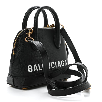 Balenciaga Signature Grained Calfskin XXS Ville Top Handle Bag Black White 3 of 12
