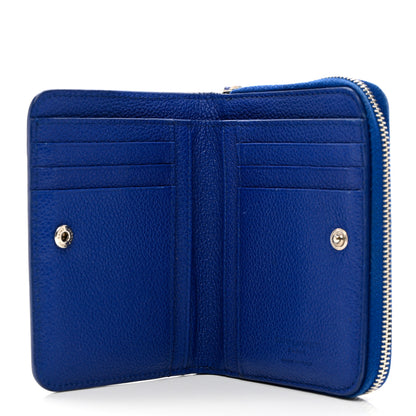 Saint Laurent Grained Calfskin Rive Gauche Compact Zip Around Wallet Royal Blue 5 of 8