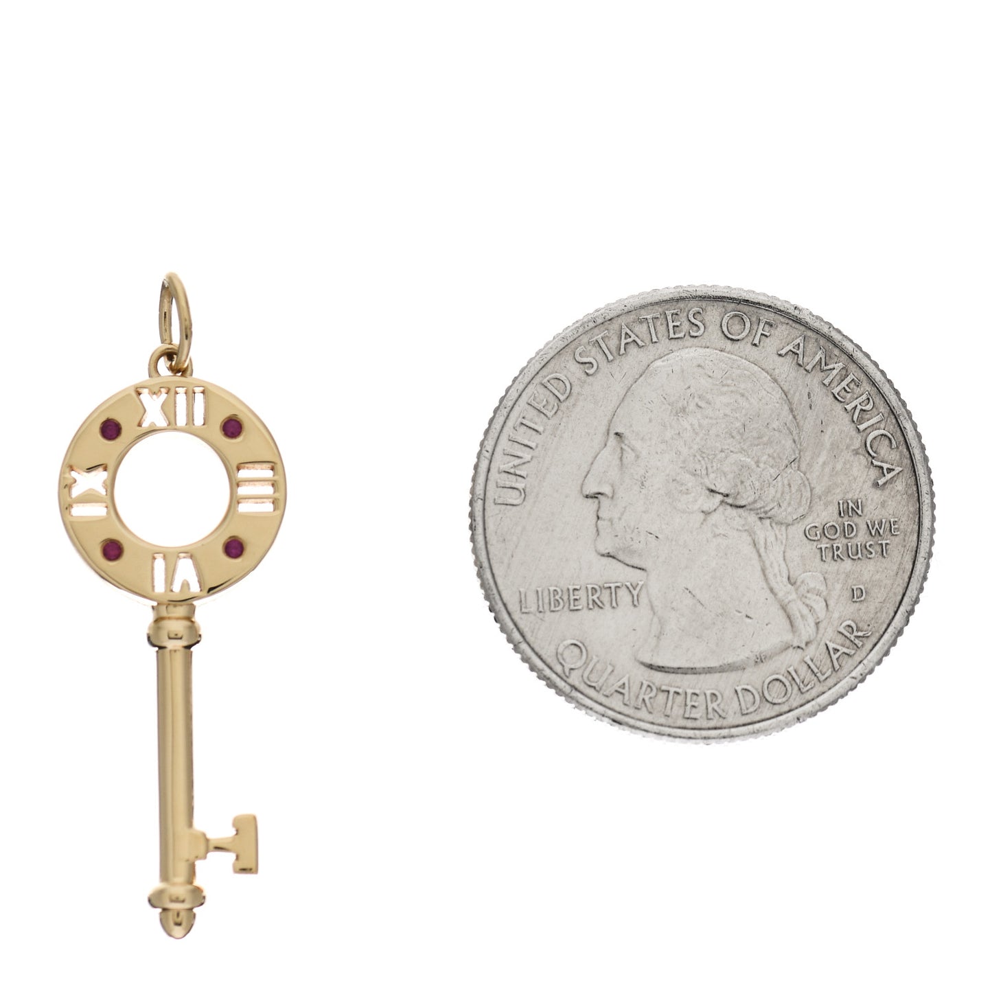 18K Yellow Gold Ruby Atlas Pierced Key Pendant