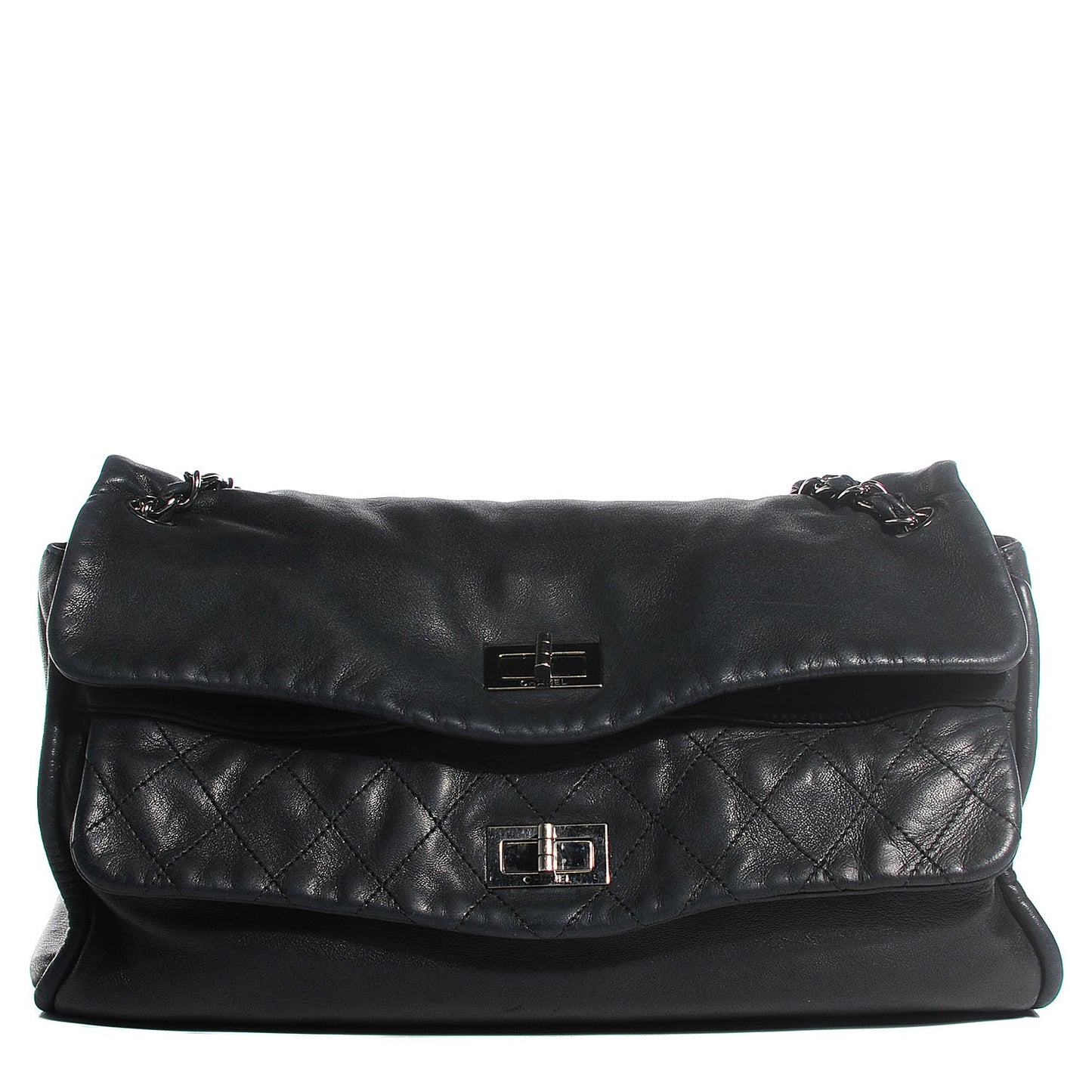 Lambskin Jumbo Mademoiselle Double Flap Black