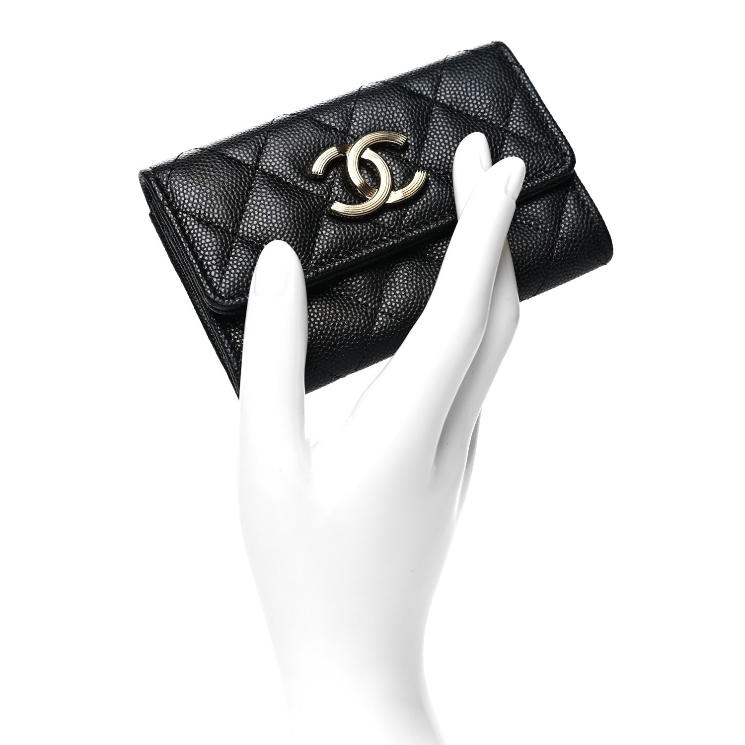 Chanel Caviar Quilted CC Racing Flag Flap Card Holder Black 2 of 9