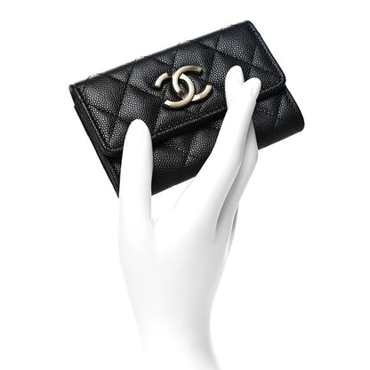 Chanel Caviar Quilted CC Racing Flag Flap Card Holder Black 2 of 9