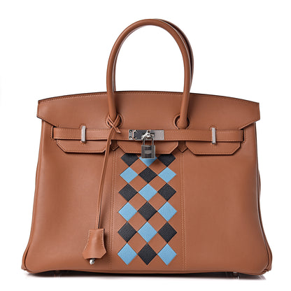 Hermes Swift Epsom Tressage Birkin 35 Gold Bleu du Nord Bleu Indigo 1 of 33