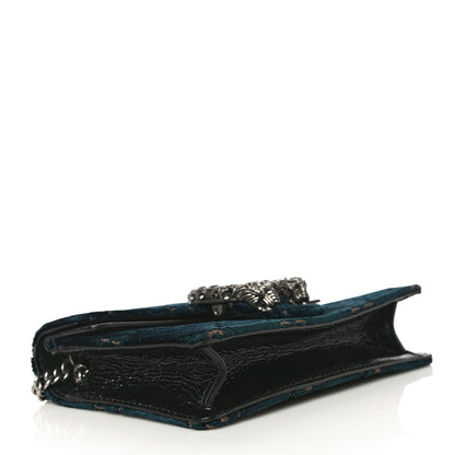Gucci Velvet GG Monogram Super Mini Dionysus Shoulder Bag Blue Beige Black 4 of 11