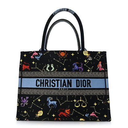 Christian Dior Canvas Embroidered Medium Pixel Zodiac Book Tote Black Multicolor 1 of 9